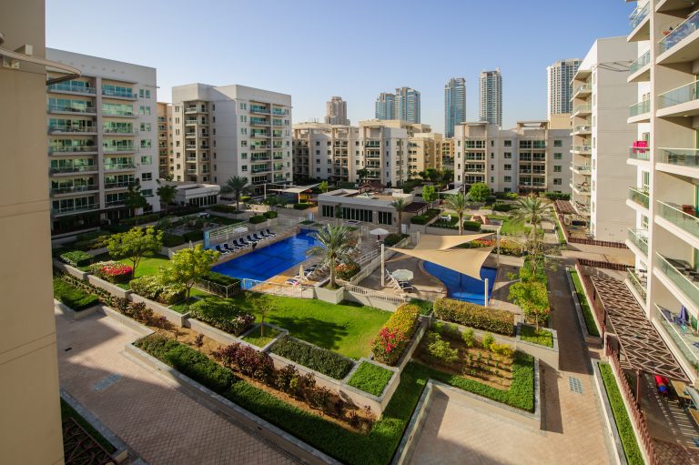 DUBAI, UNITED ARAB EMIRATES - FABRUARY 04: The Greens community on Fabruary 04, 2018 in Dubai DUBAI, UNITED ARAB EMIRATES - FABRUARY 04: The Greens community on Fabruary 04, 2018 in Dubai